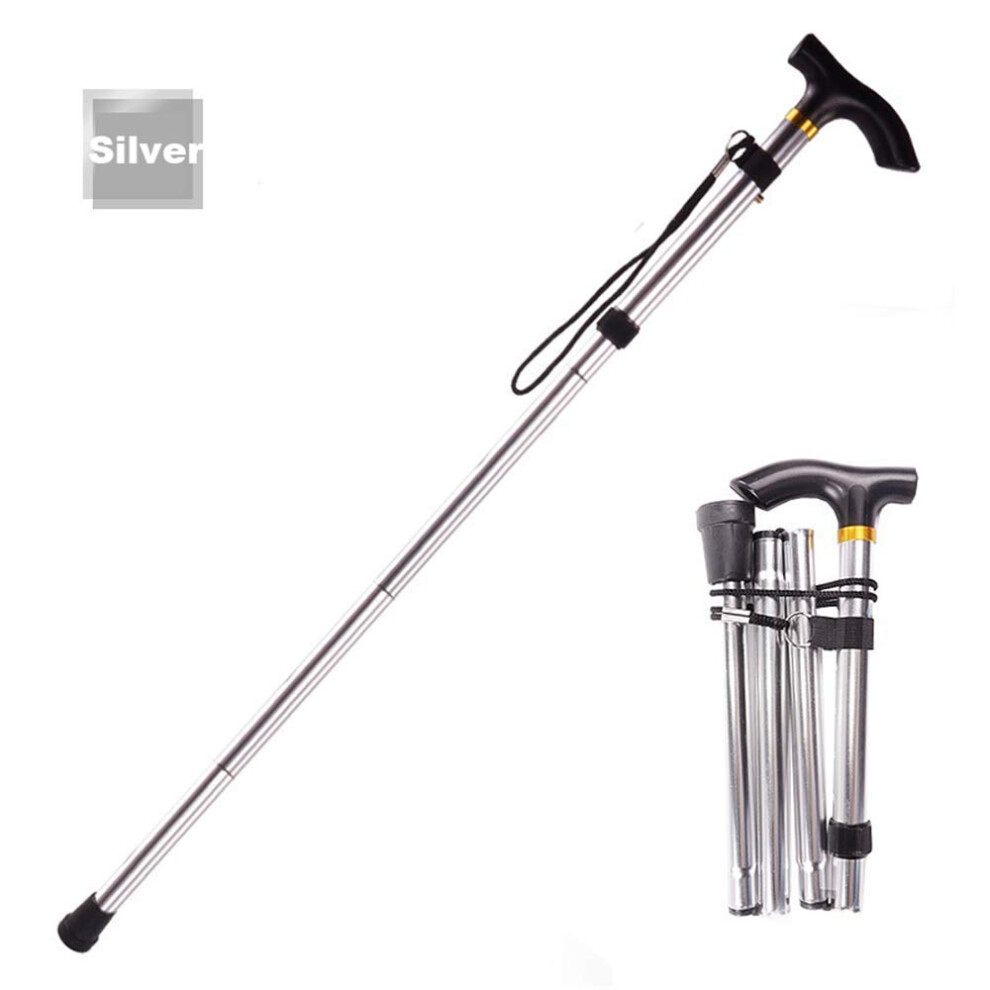 Adjustable Folding Walking Cane for Seniors with NonSlip Rubber Tip Lightweight Aluminum Frame