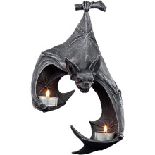 Bat Wall Tealight Holder, Rustic Resin Hanging Sculpture, Gothic Wall Sconce for Home Decor