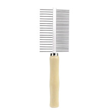 DoubleSided Cat Comb Wooden Handle Grooming Tool For Dogs And Cats DualSided Pet Brush