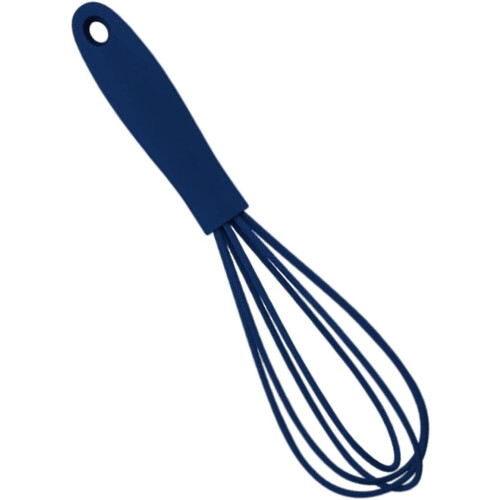 Silicone Whisk Blue NonScratch Easy Grip MultiUse Cooking Whisk 17cm Easy Clean with Hook 2