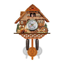 Cuckoo Wall Clock Vintage Wooden Retro Design with Chime and Alarm for Living Room