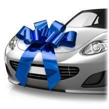 Big Car Bow Glossy Blue 30 Inch Giant Car Bow for Birthday Christmas Wedding and Parties Gift Wrap