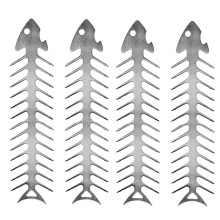 BBQ Skewers Stainless Steel Set of 4 Reusable Metal Grill Tools for Meat and Vegetables Outdoor Cooking