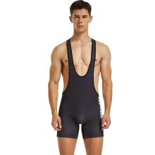 Men's Wrestling Singlet Athletic Leotard Black XXL Sleeveless Bodysuit For Active Wrestling