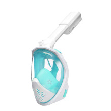 Snorkel Set Full Face for Kids Adults 180View Panoramic Easy Breathing Foldable Snorkeling Face Set(Green,S)