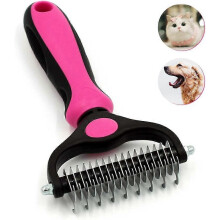 (As show, One size) Sunrain Pet Grooming Tool- 2 Sided Undercoat Rake compatible with Dogs &Cats-Safe and Effe
