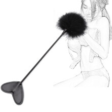 Flogger SM Erotic Whip with Leather Heart Paddle and Deluxe Feather Tickler Ref: 2044