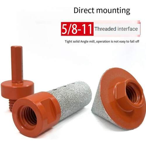 Brazed Diamond Milling Bit Tile Hole Chamferer, 5/811 Thread Adapter, Conical Stone Bits, Ceramic Tile, 3Piece Set 1