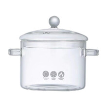 Glass Cooking Pot Borosilicate Saucepan with Lid Clear Viewing Design for Stovetop 1500ml