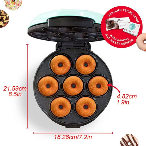Electric Donut Maker Automatic Heating Egg Cake Bread Baking Machine 700W Kitchen Breakfast Makes 7 Donuts US Plug 2