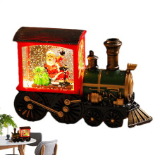 Christmas Snow Globes Lantern BatteryOperated LED Glittering Centerpiece Retro Christmas Train Figurines Santa Claus