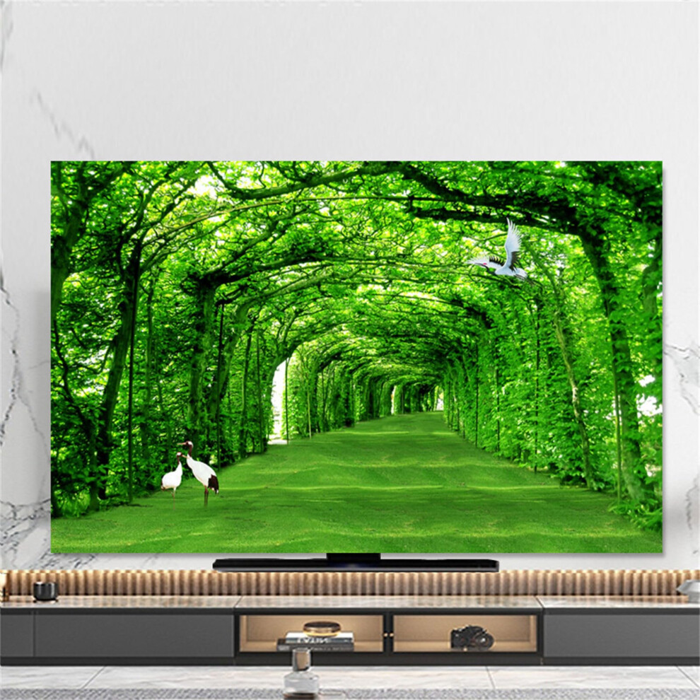 Tv Cover 3D Forest Pattern, Universal Elastic Dust Cover For 3280 Inch Tv, Stretch Tv Screen Protector, Plant Green 9426802674316