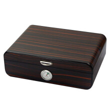 Cigar BoxsHumidors 35 Cigars Cooler Cecigar Box Cigar Cabinet Surface Piano External Hygrometer with Humidifier 28 x 20.5 x 10Cm Black 28*20.5*10Cm