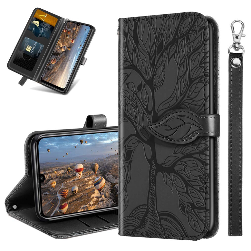 Leather Flip Wallet Case Card Slots Compatible With Samsung S9 Tree Black 9347817295290