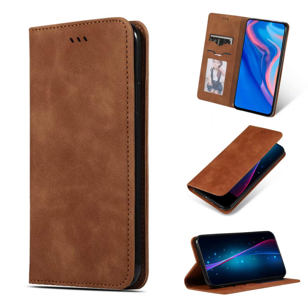 Flip Case Leather Folio Wallet Case With Card Slots Magnetic Kickstand For Samsung Galaxy S25 Plus Brown 9347817295504