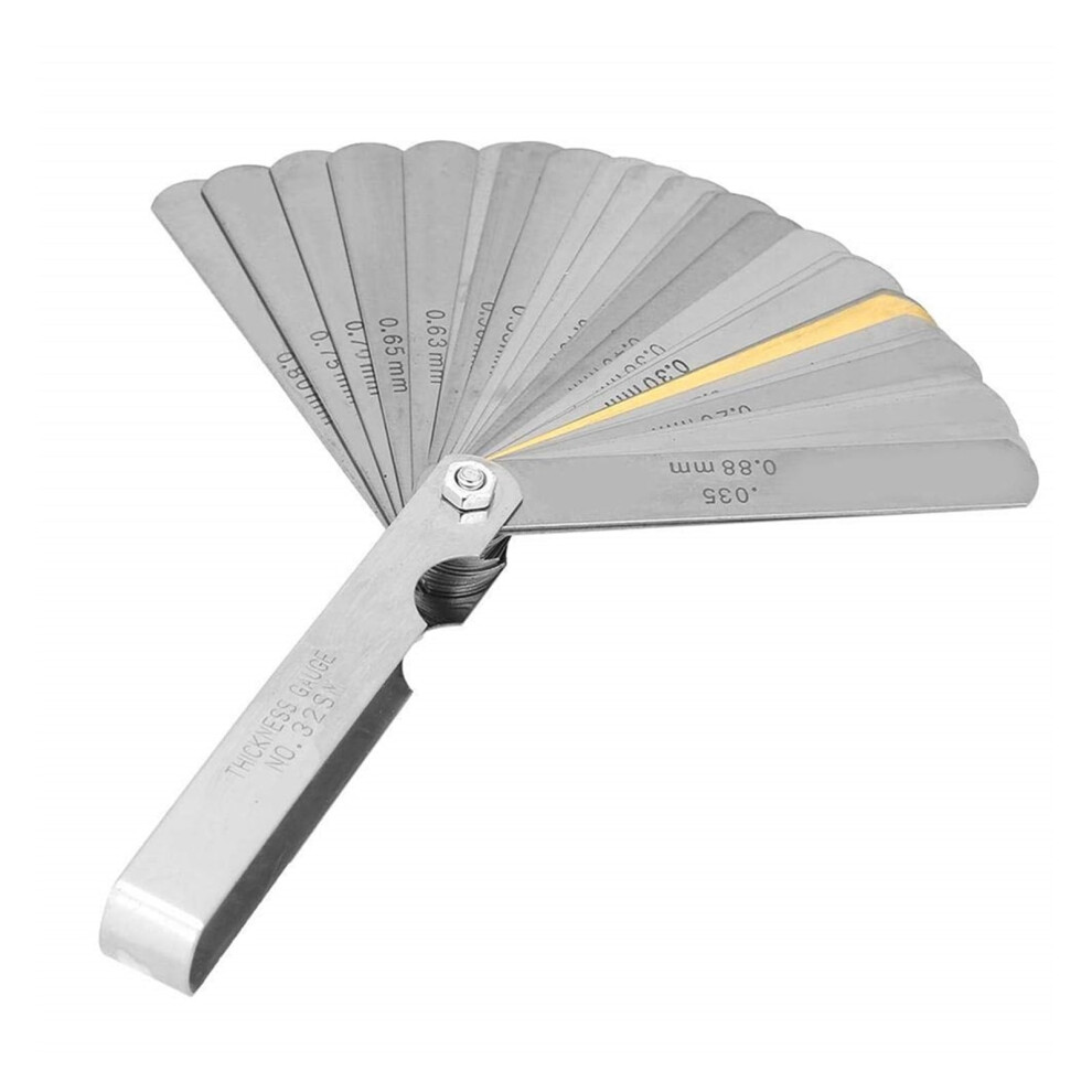Feeler Gauge 1Piece, 32Blade Stainless Steel For Measuring Thickness, Gap Width, Handwork Universal 9426802674910