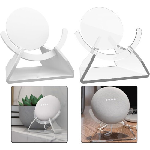 Clear Acrylic Speaker Stand for Mini with Stylish Design and Optimized Sound Performance (White) 2