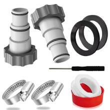 Pool Pump Hose Adapter and Connector Kit for 1.5 and 1.25 Inch Hoses with LeakProof Seal