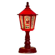 Snow Globe Lantern With Warm LED Lights, Glitter Swirl, Battery Powered Hexagonal Lantern For Holiday And YearRound