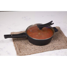 Flavorcast Gourmet Cookware Set – 28cm Pans & Casserole With Tempered Glass Lid (dark Grey)