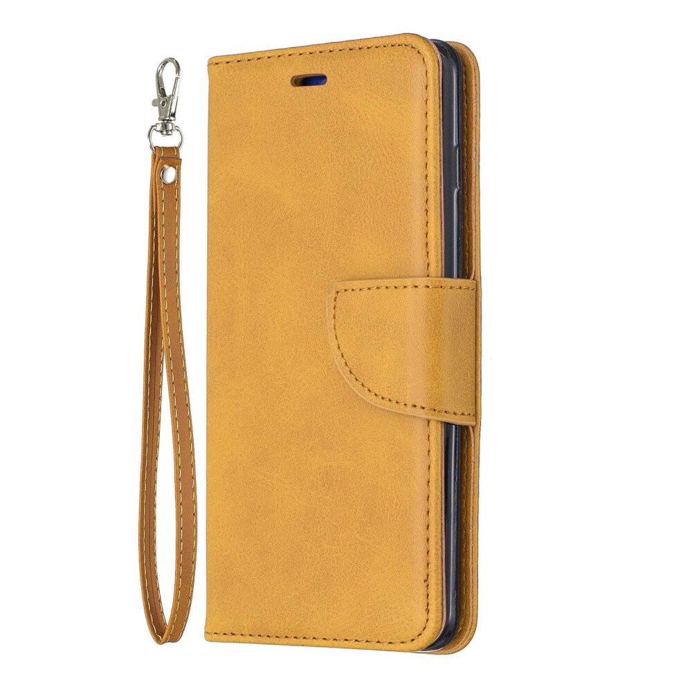 Shockproof Pu Leather Book Flip Folio Wallet Case With Kickstand Card Holder For Samsung Galaxy S25 Plus Yellow 9347817296914