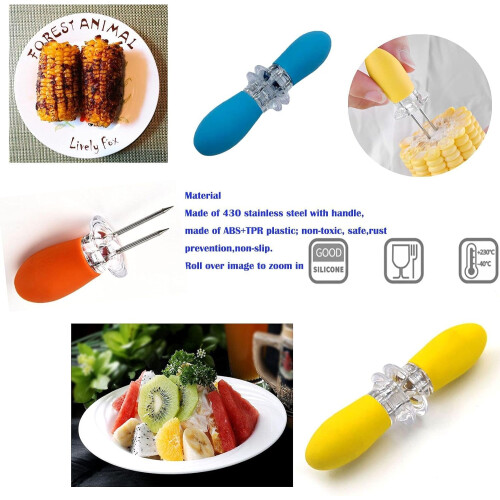 Corn Forks, Safe Interlocking Forks with Silicone Handle for BBQ, Parties, Picnics 1