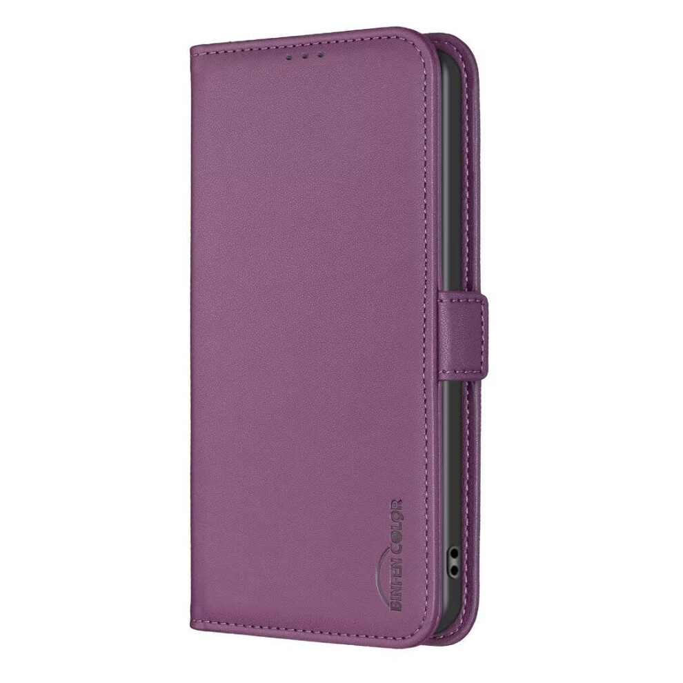 Case Flip Wallet Leather With Card Slot Magnetic Closure Shockproof Kickstand For Samsung Galaxy S25 Plus Purple 9347817297119