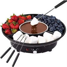 Chocolate Fondue Maker Set Electric Melting Pot with Temperature Control 4 Steel Forks Ideal for Chocolate Cheese Fondue Fun Black