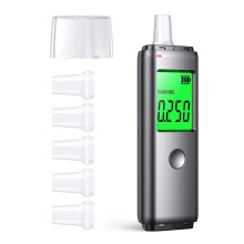 Professional Breath Alcohol Tester With LED Display, Automatic Breathalyzer, Rechargeable, Includes 5 Blowpipes