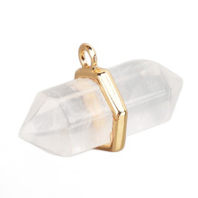 Sârmă înfășurată punct natural pandantiv vindecare colier de cristal hexagonal Reiki spiritual cuarț echilibrare chakra bijuterii elegant