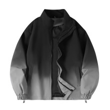 Sweat Jacket Men's Colour Gradient StandUp Collar Leisure Jacket American Style Cycling Jacket With Zip Size M Black