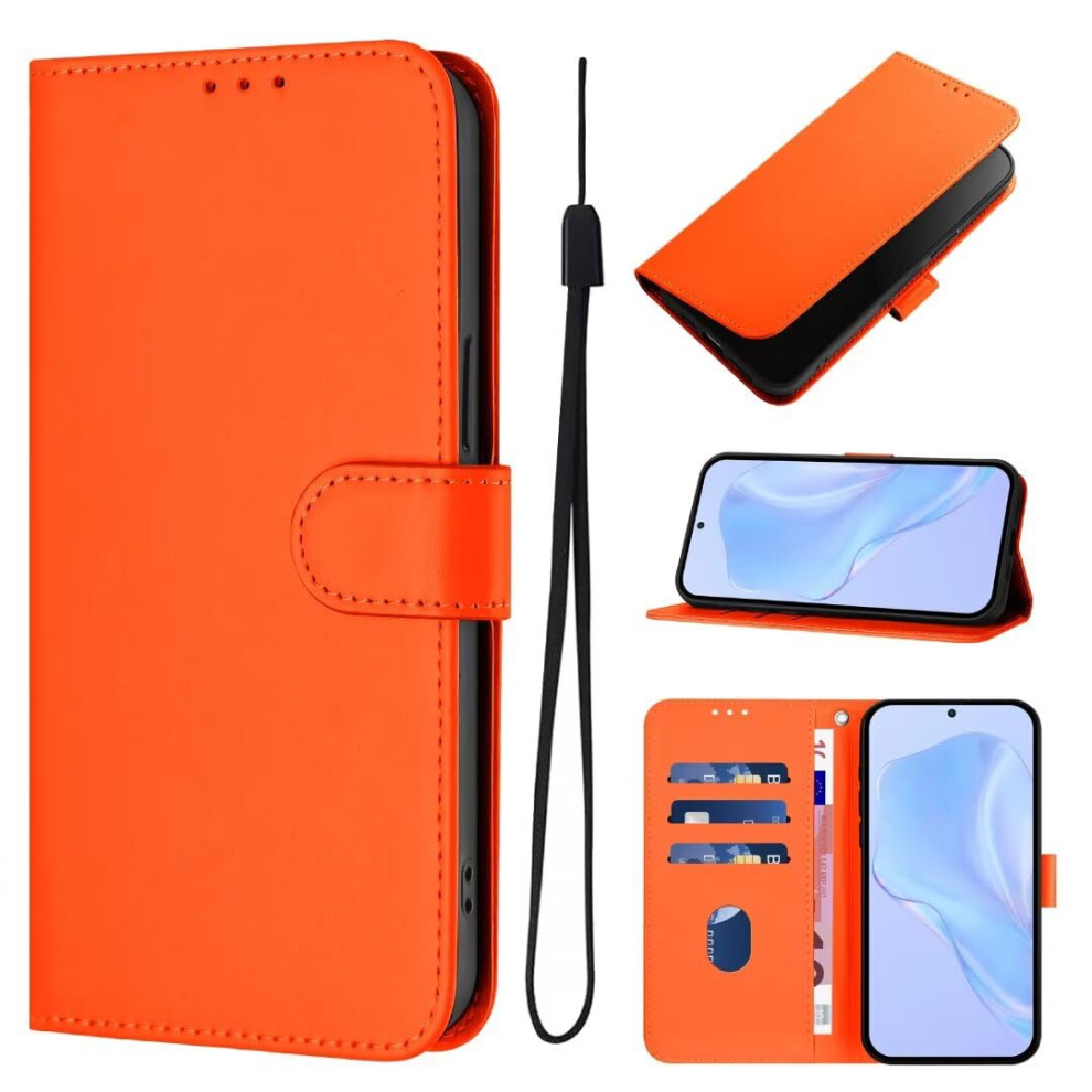 Case For Google Pixel 8A, Shockproof Leather Wallet Card Holder With Kickstand And Magnetic Closure, Orange 9426802677232