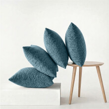 (Pack of 4-Embossed Teal) Pebble Embossed Velvet Cushions Filled with Hollowfiber Inner– 45x45cm Sofa & Cuddle Cushions
