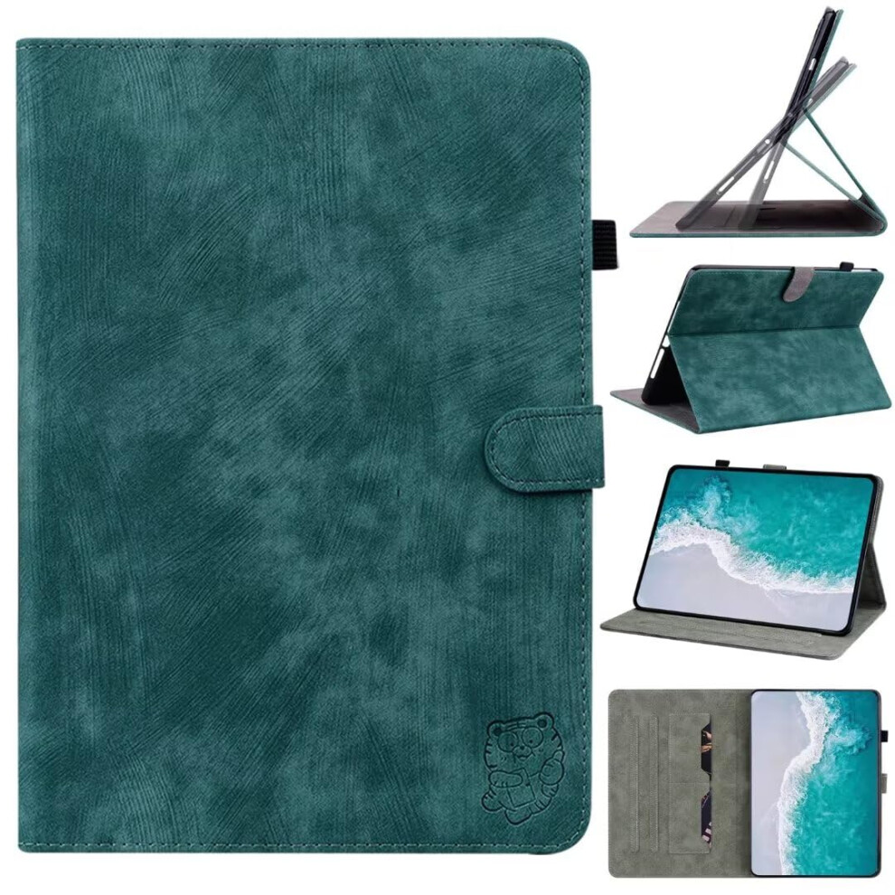 Case For Pad X8a X9 2024 Tablet Anti Slip Folio Multi Angle Stand Tiger Embossed Shell Auto Wake Sleep Green 9347817298970