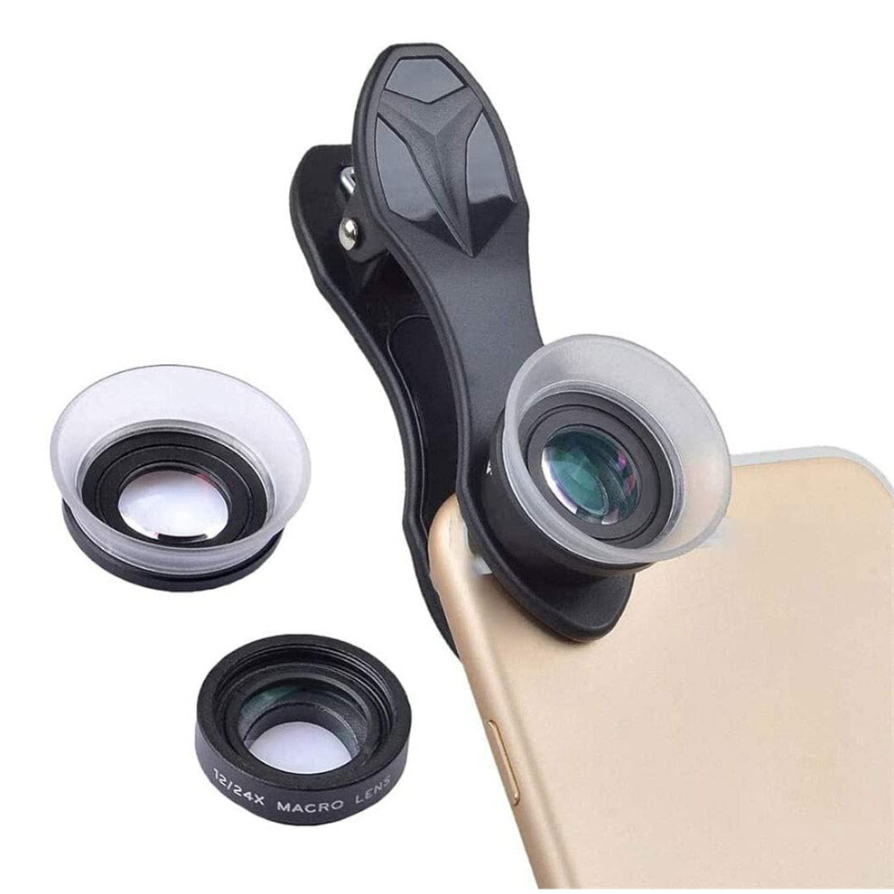Phone Lens Kit With Lens Hood 12X/24X Macro Telephoto Twoinone Universal External Mobile Phone Lens 9189345401329