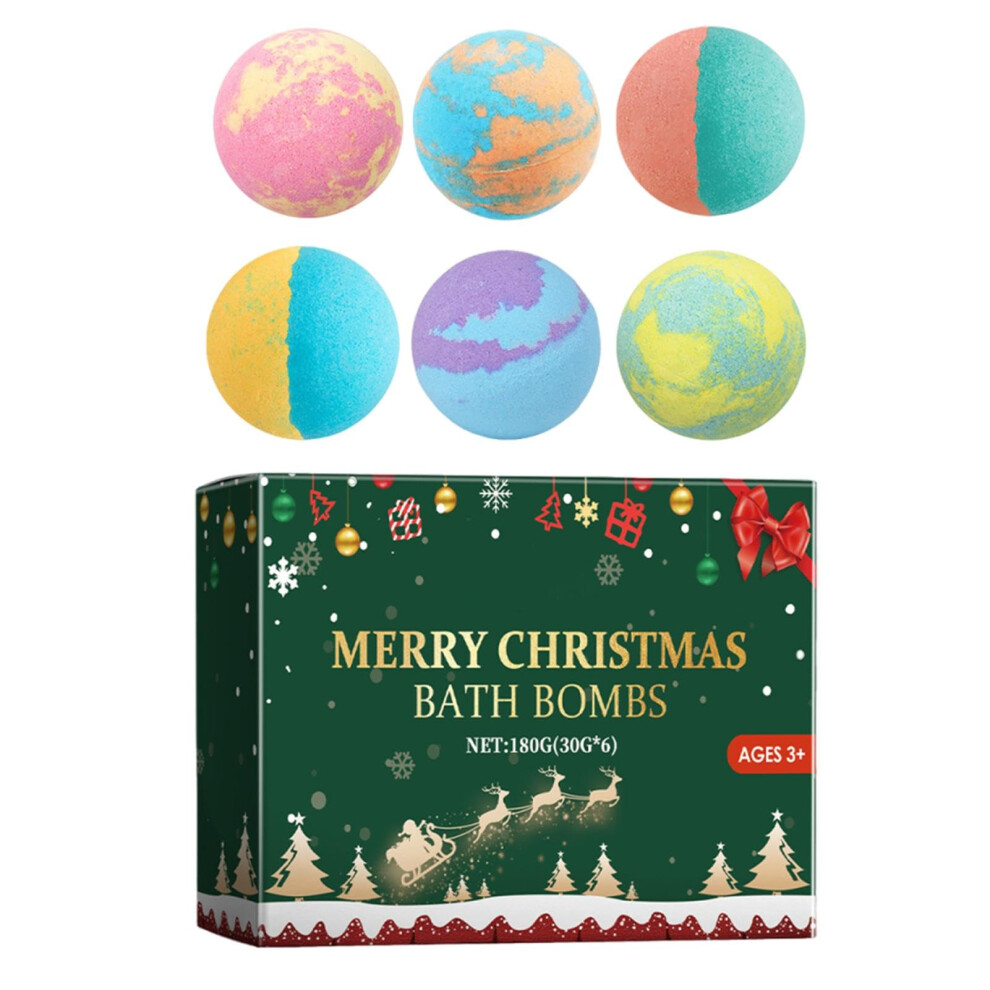 Bath Ball 6 Pack Handmade Bubble Bath Balls Organic Christmas Home Spa Fizzies For Women Men Girls Wife
