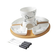 Chocolate Fondue Pot, Home Tea Light Candle Fondue Set with 4 Forks, Butter Heater Melt Hot Pot Bowl Set for Chocolate Butter