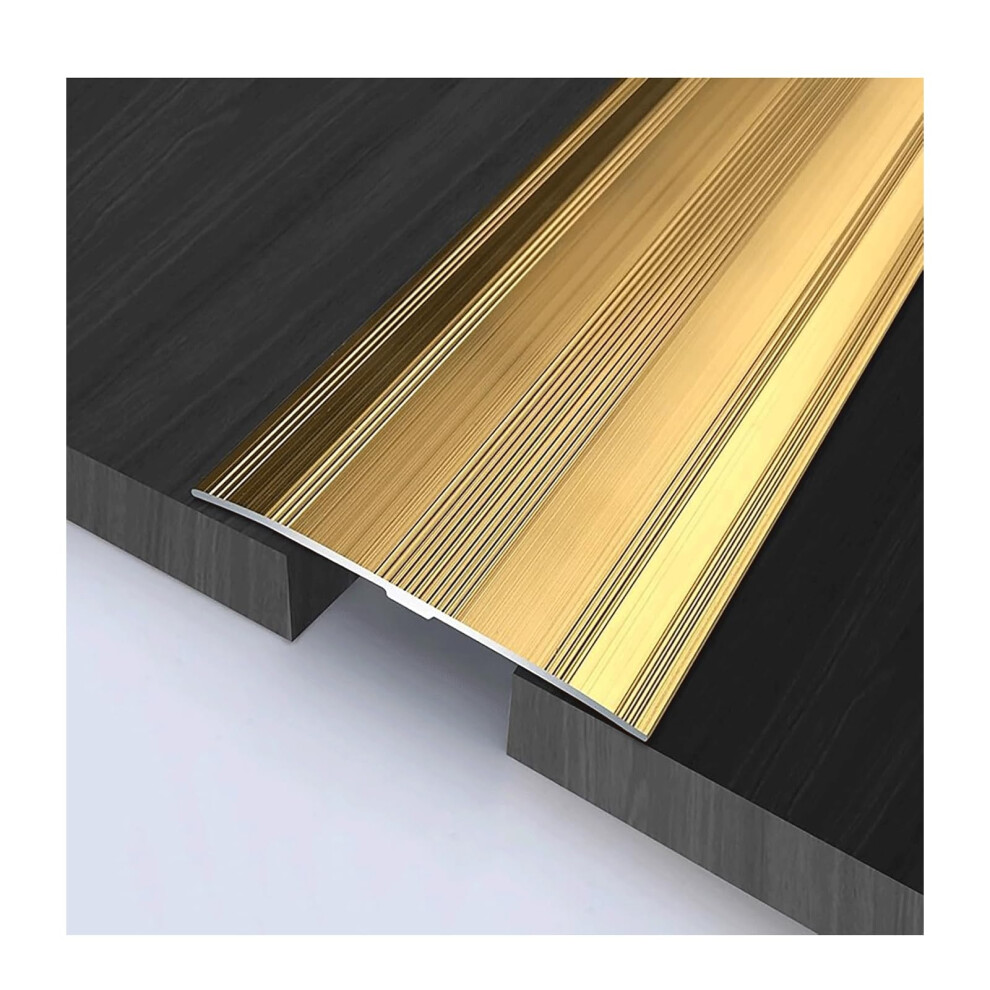 6Cm Wide Transition Strip Aluminum Alloy Carpet To Tile Flooring Connector Trim, Exterior Antislip Doorway Ramp, Gold 9189345402029