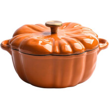 Pumpkin Dutch Oven 1.32QT Enameled Cast Iron Casserole Pot with Lid for Halloween and Fall Cooking