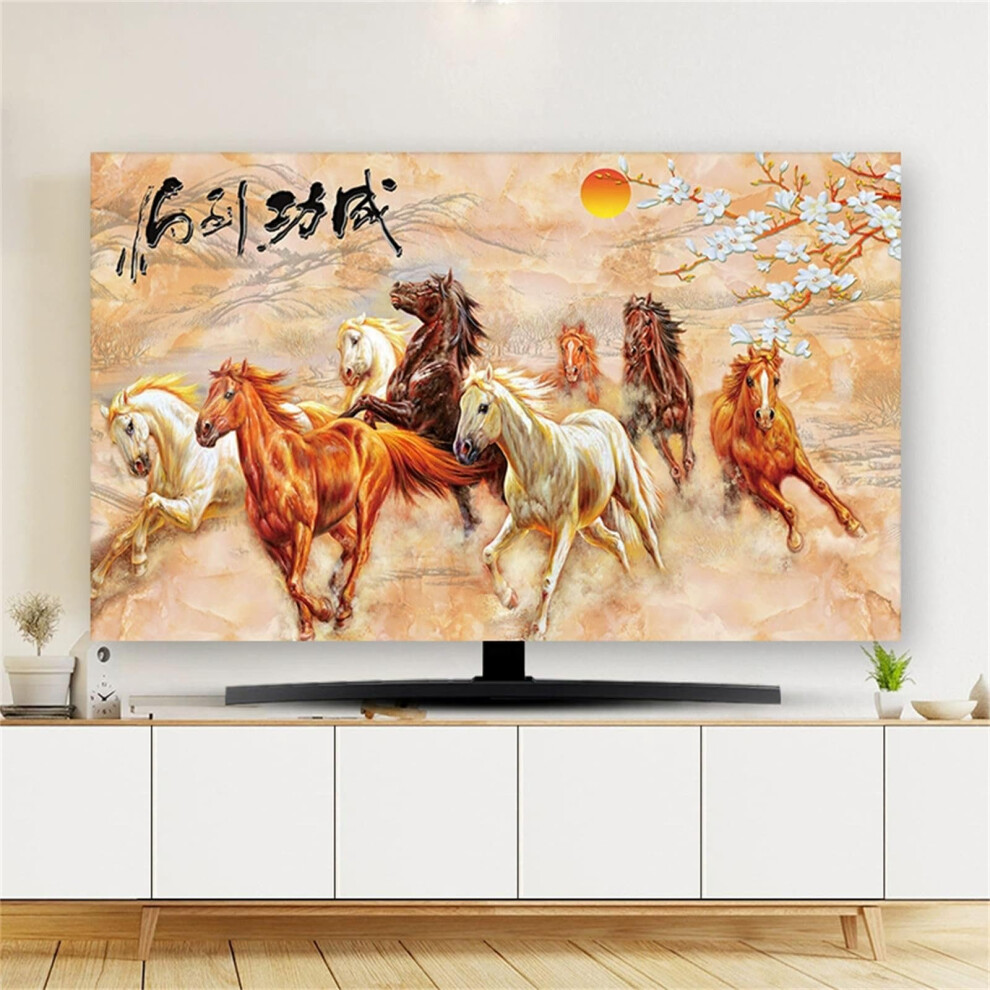 Tv Cover Universal Elastic Dust Cover For 3280 Inch Tvs, Breathable, Chinese Style Horse Pattern Magnolia Flower 70Inch 9426802678963