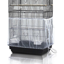 (As show, One size) Sunrain Universal Birdcage Cover Seed Catcher Mesh Parrot Cage Skirt- White (Not Include Birdcage)