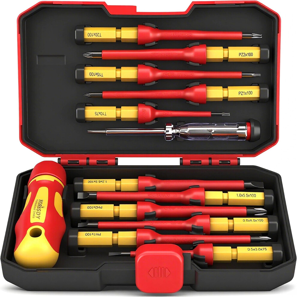 1000V Insulated Electrician Screwdriver Set 13Piece Crv Steel Magnetic Tips Vde Gs Certified 9347817197365