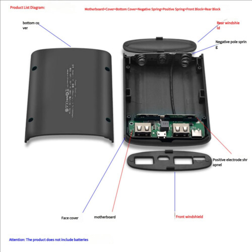 8x18650 Battery Shell ABS  Case With TypeC And USB Outputs For Home Office Use 2
