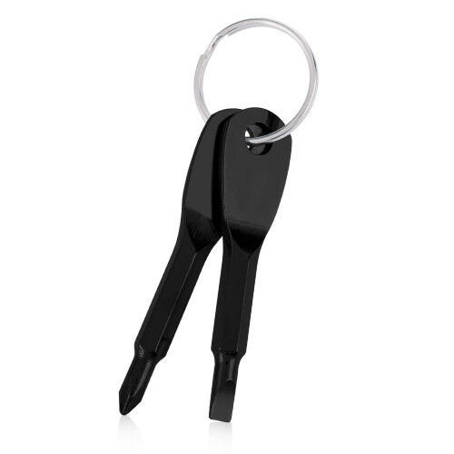 MultiFunctional Mini Screwdriver Set, 2Piece Keychain, Black, Flathead  Phillips, Portable  Lightweight