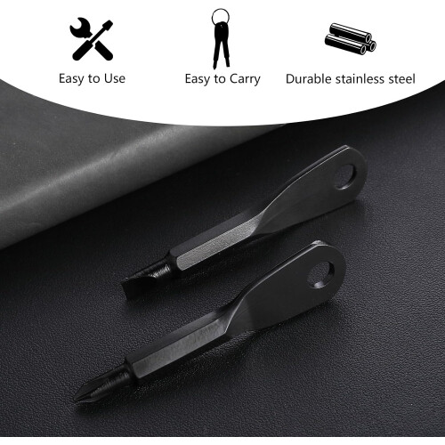 MultiFunctional Mini Screwdriver Set, 2Piece Keychain, Black, Flathead  Phillips, Portable  Lightweight 1