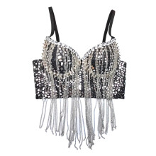 Bustier With Glitter Bra Silver 10 Women Carnival Costume Glitter Bra For Party Stage Backless Belly Dance Latin Dance