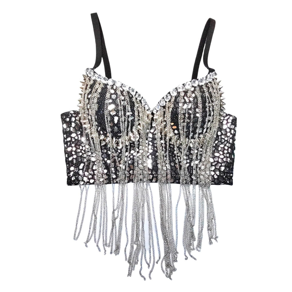 Silver Bustier With Glitter Bra 10 Women Carnival Costume Glitter Bra For Party Stage Backless Belly Dance Latin Dance
