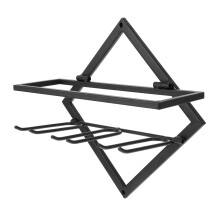 Wall Mounted Wine Rack with Glass Holder, SpaceSaving Black Steel Bottle Storage Display