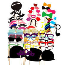 58 x Paper Photo Booth Photobooth Props Moustache Mask Bow Lips Hat Glasses for Wedding Birthday Children Party