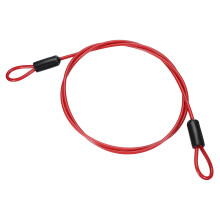 5/32' Vinyl Coated Stainless Steel Cable with Loops, 5ft Security Chain Lanyard Lock Red